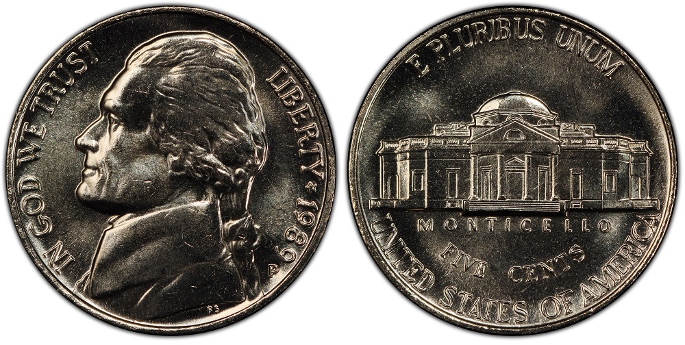 Side-by-side comparison of 1989 nickel common strike vs Full Steps reverse showing step line difference